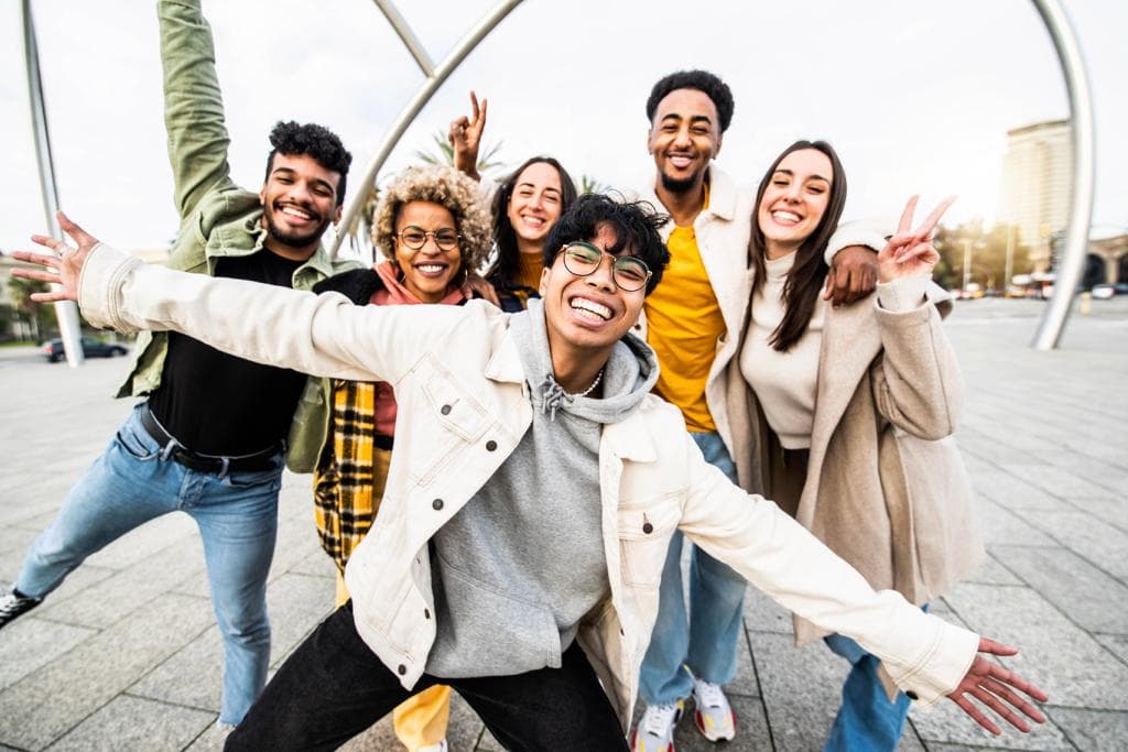 smilling people showing happiness